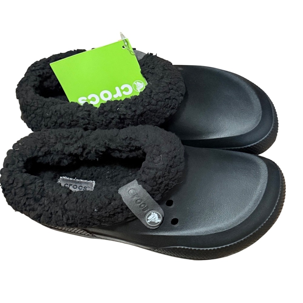 NEW Crocs Classic Blitzen II Clog Black Relaxed Fit Fuzzy Lined Mens 7 Womens 9
